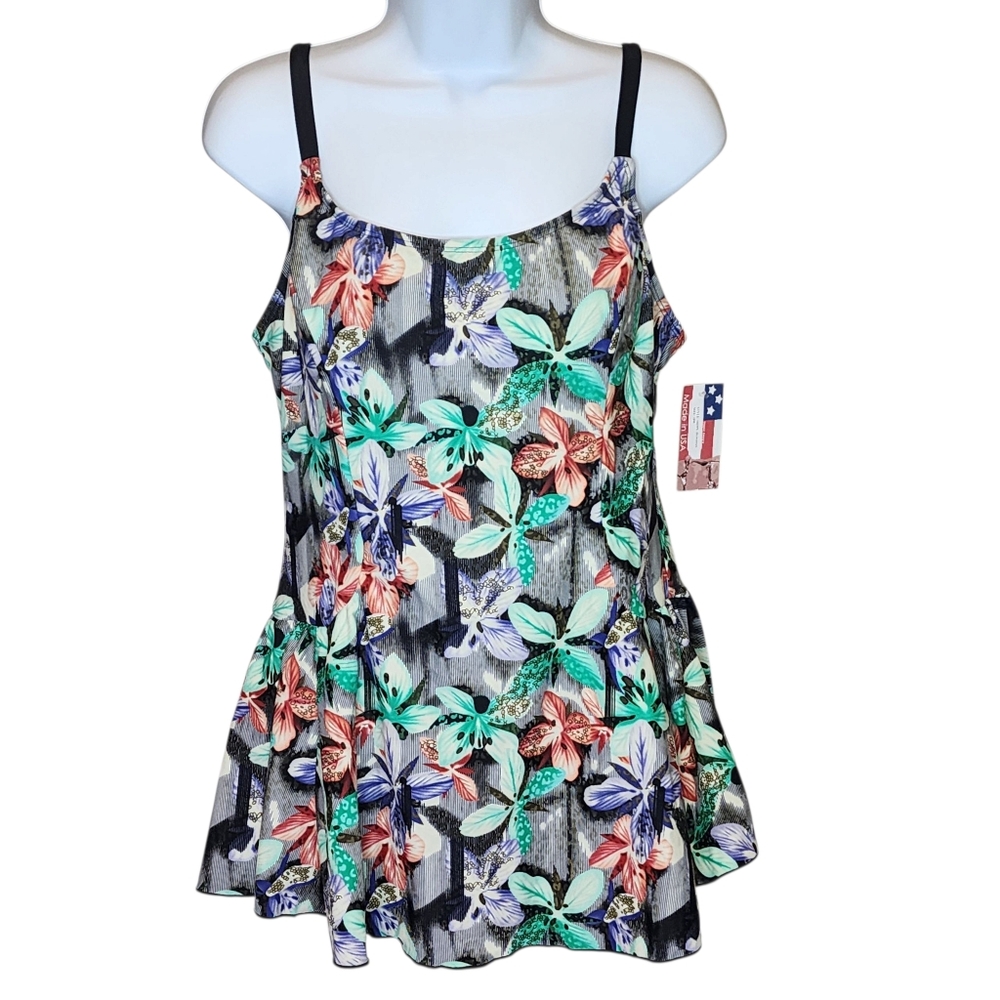 Dippin Daisy's swim suit one piece floral padded cups adjustable straps sz 18w - Picture 14 of 14